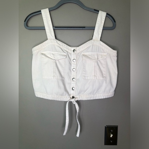 FREE PEOPLE We The Free Palm Desert Cream Denim Crop Top Tank Size XS - Picture 5 of 11